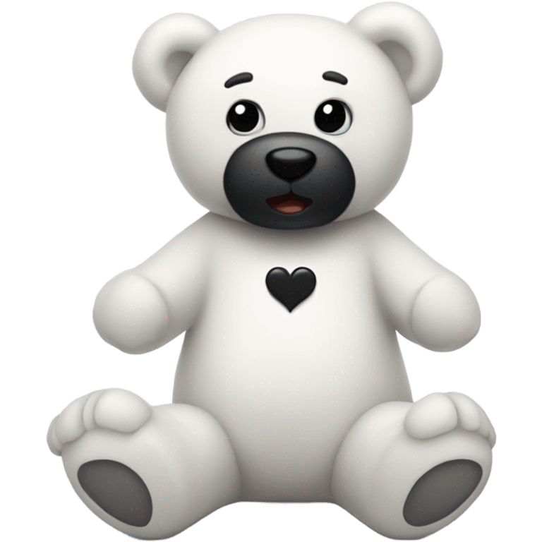 white teddy bear black heart  emoji