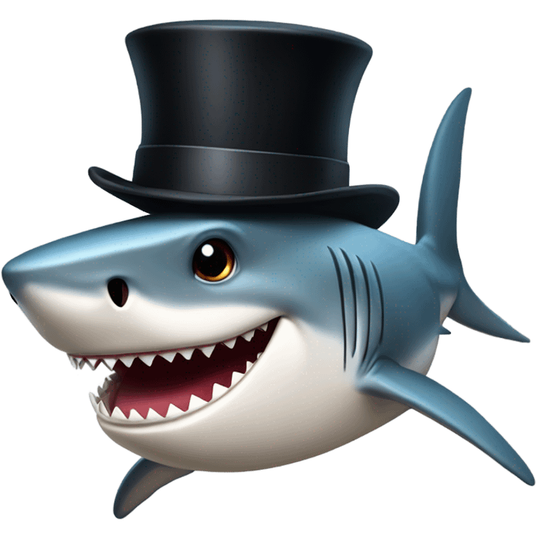 Shark with a top hat emoji