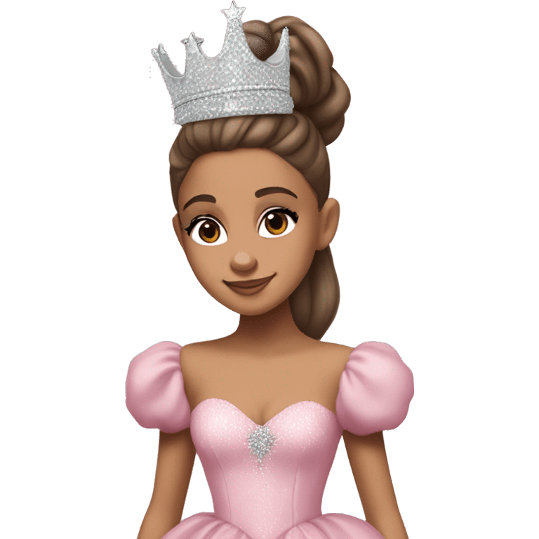 Realistic Ariana grande in float pink dress with crown as Glinda from the new wicked movie   emoji