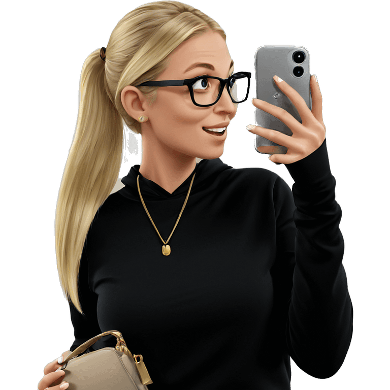 blonde girl taking selfie emoji