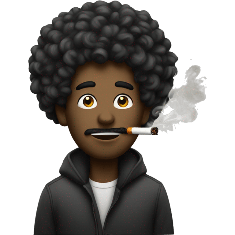 Curly black headed guy smoking a cigarette emoji