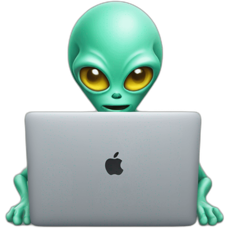 alien working on his macbook  emoji