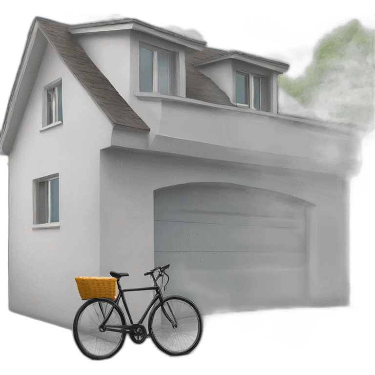 Un vélo sur le toit d une maison grise emoji