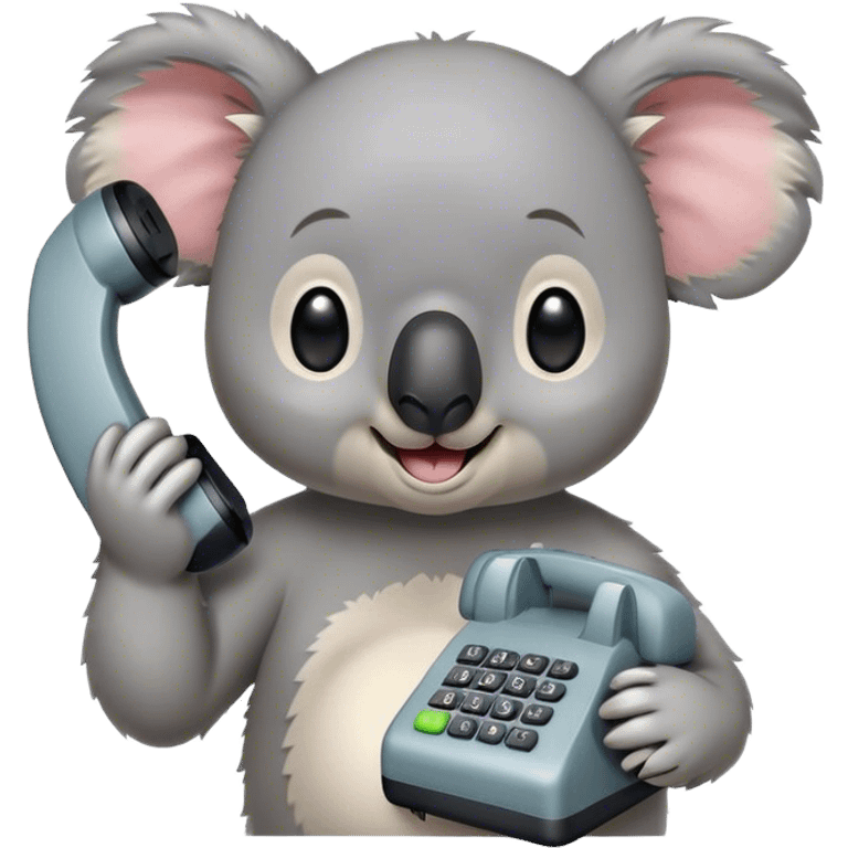 A phone emoji with phone being called by koala emoji