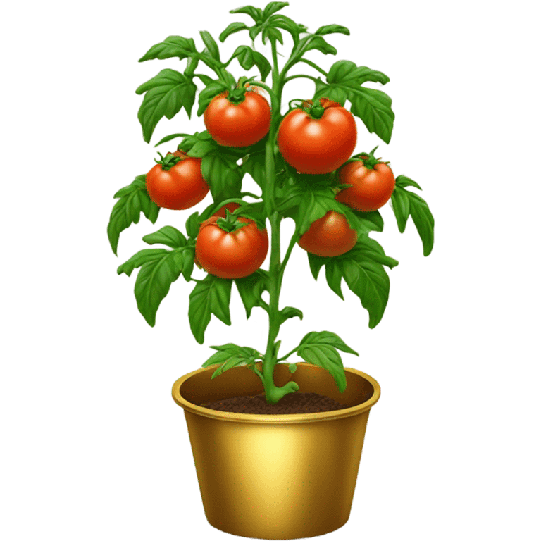 Tomato plant with tomatoes on in a gold pot emoji