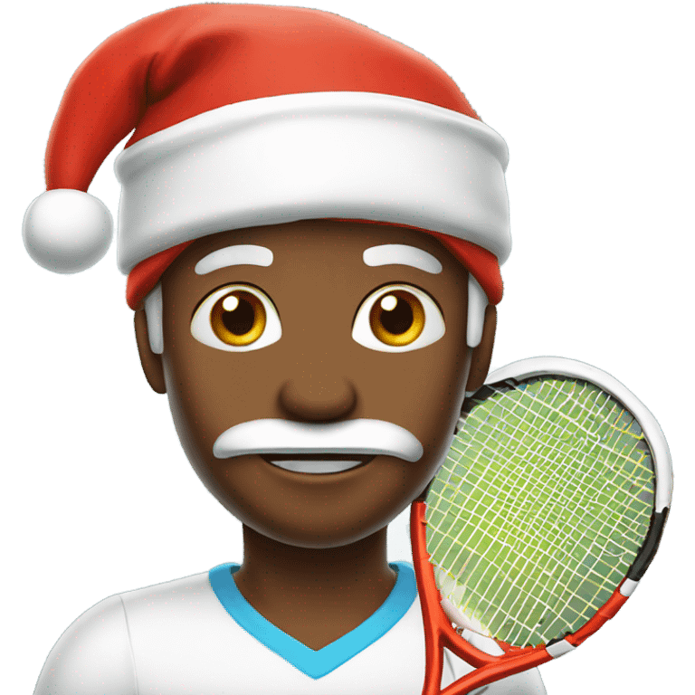 Tennis player wearing Santa hat white emoji