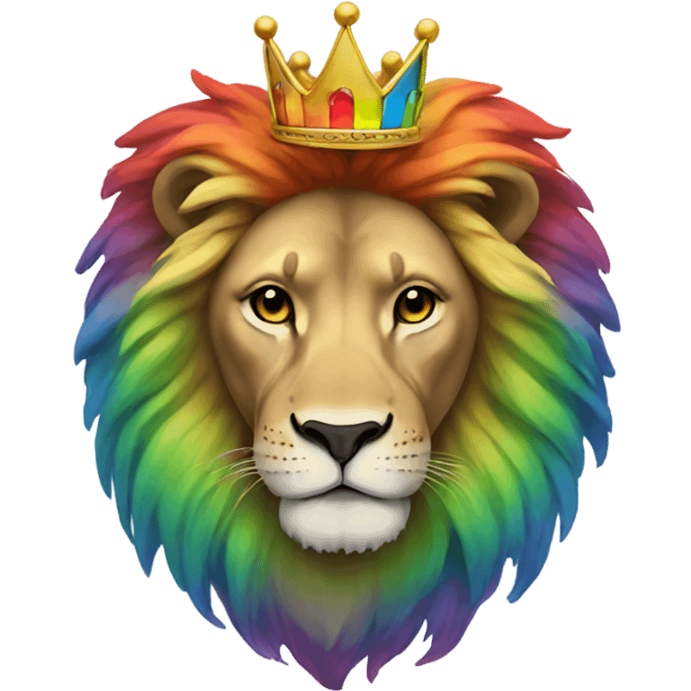 Rainbow lion with crown emoji