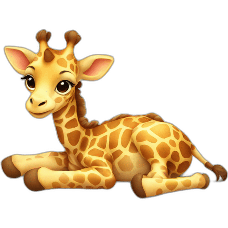 Cute baby giraffe lying down emoji