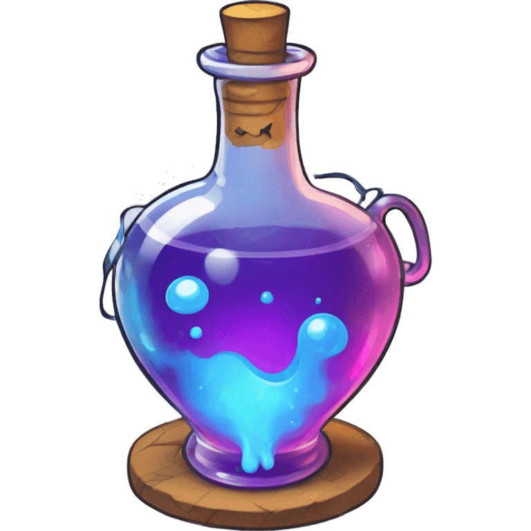 A magic potion in the style of cartoon, vector, vibrant colors, white background, bold outlines emoji