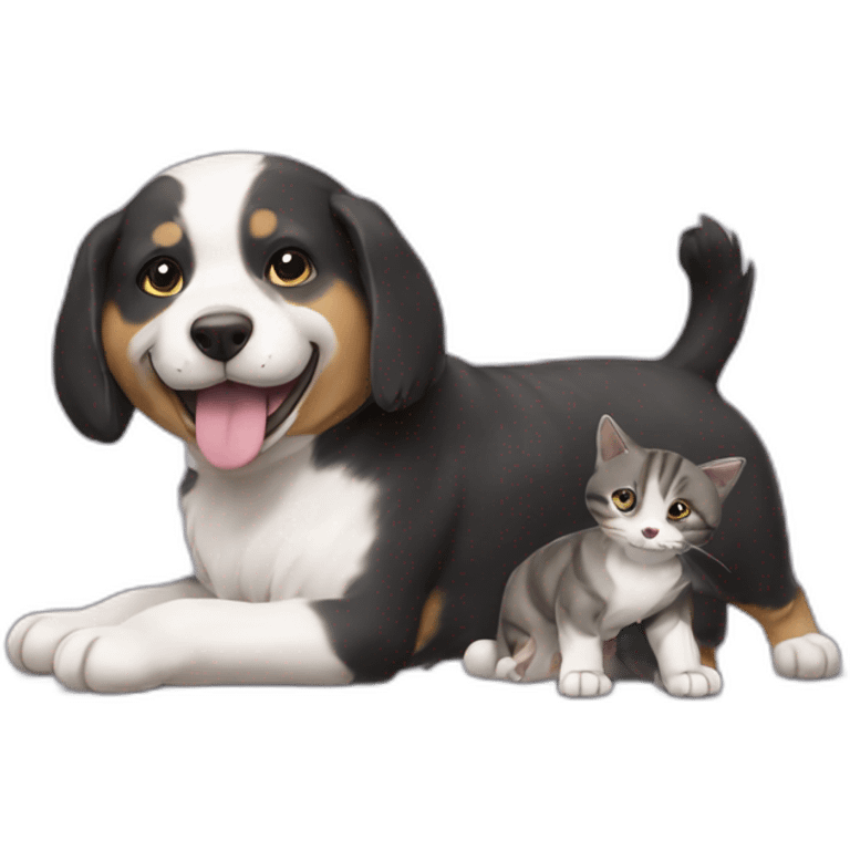 Chien qui joue avec chat emoji