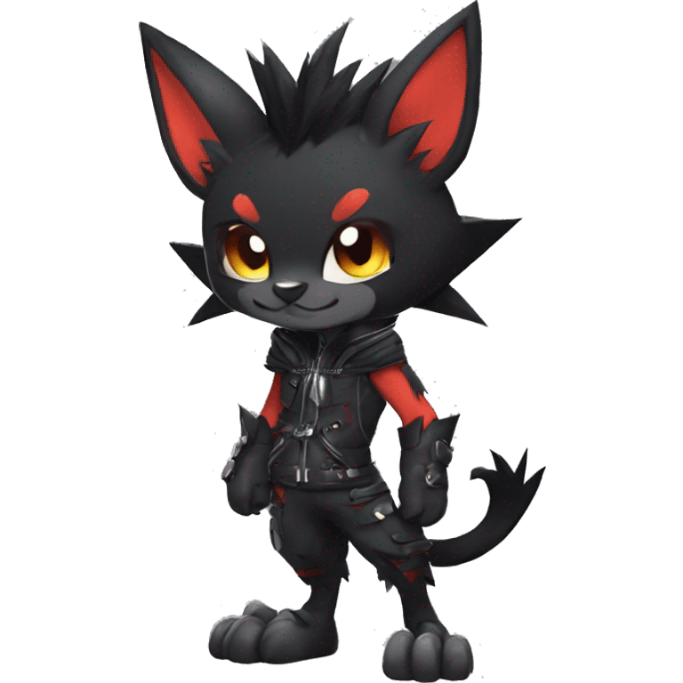 Black Anthro Cool Punk Bat-Litten-Fakemon-fursona Full Body emoji