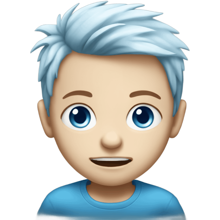 Mad baby Caucasian boy with blue eyes and blue hair emoji