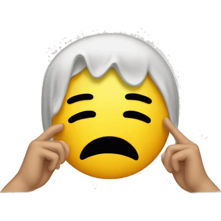 Emoji with crying face and hands over head emoji