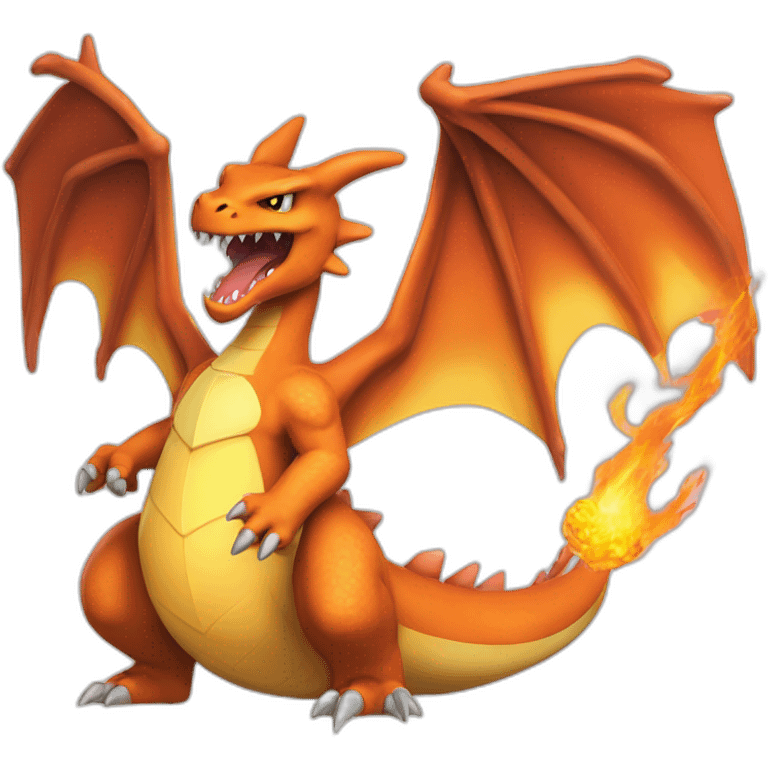 Charizard as a Medivial Dragon breathing fire from mouth  emoji