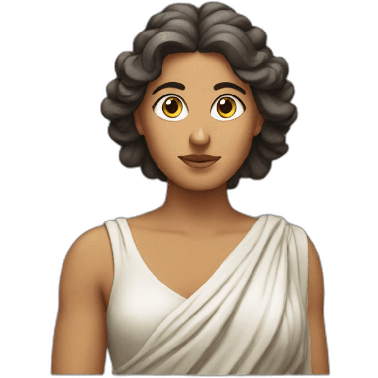 Greek woman doing phsyics emoji