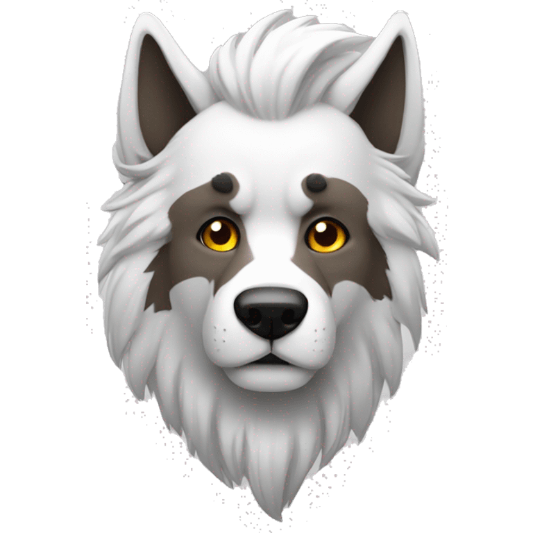 lobo con cejas blancas haciendo muecas emoji