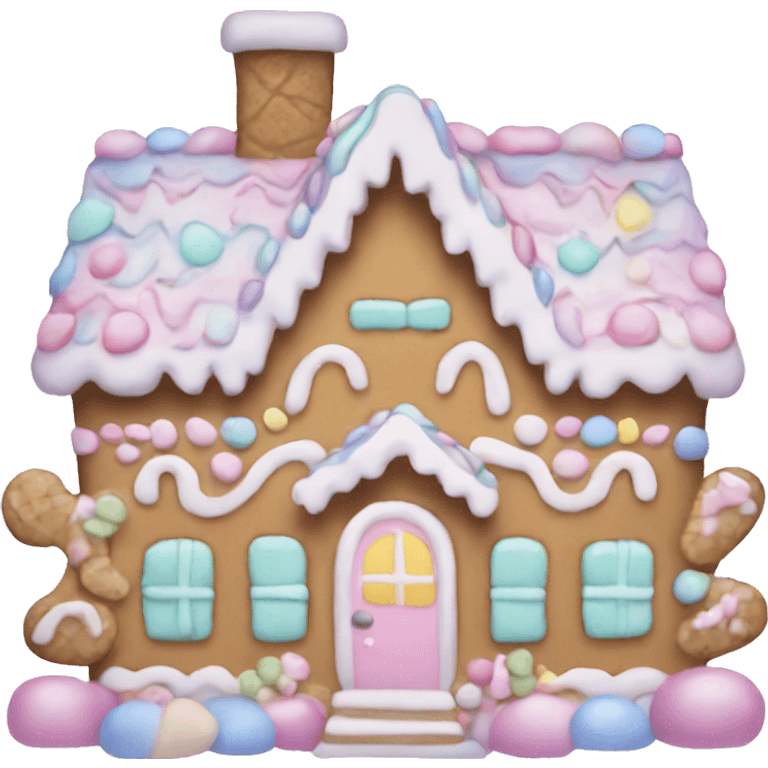 cute pastel gingerbread house emoji