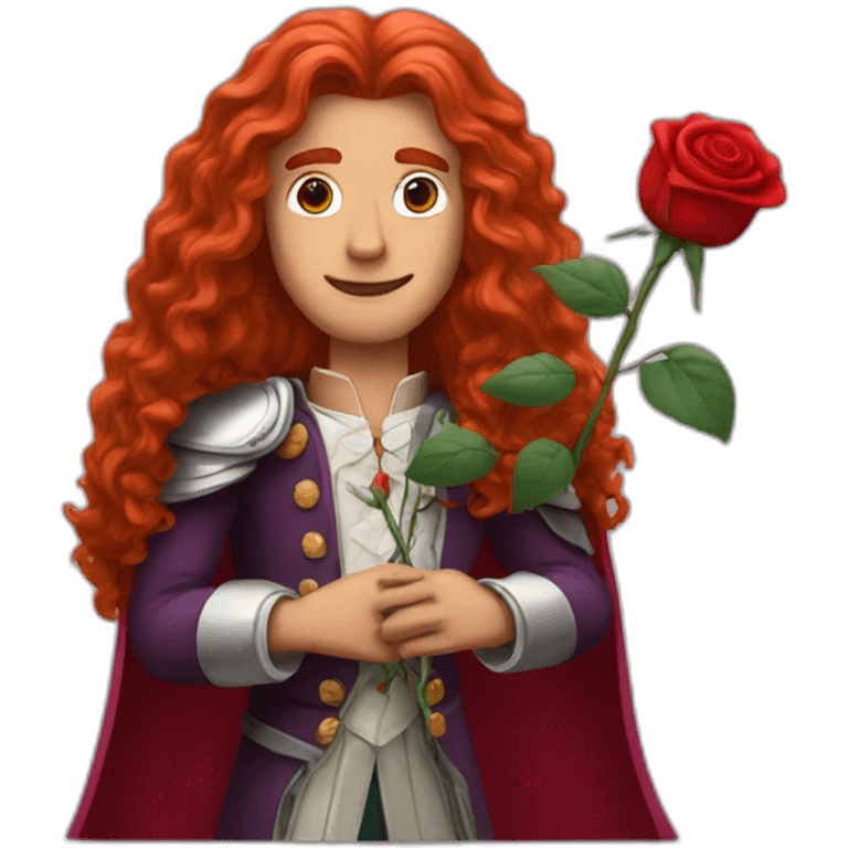 prince with long red hair holding a rose emoji