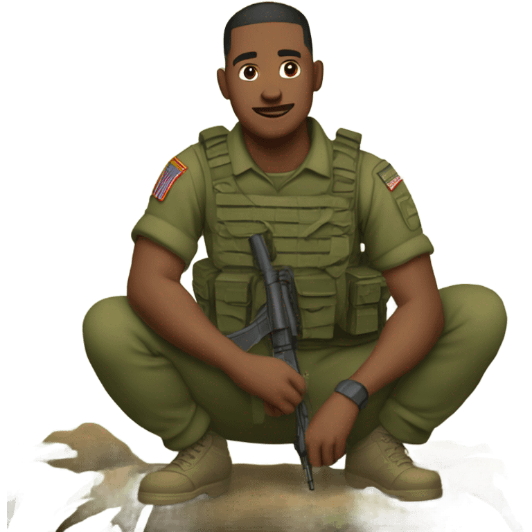 Army man squatting in the woods emoji