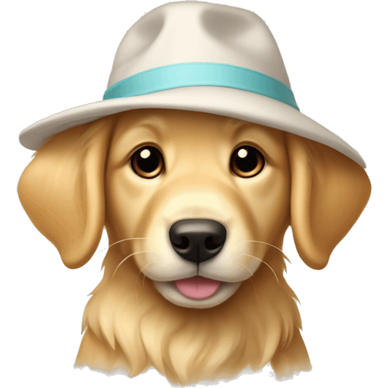 golden retriever puppy with floppy bunny ear hat emoji