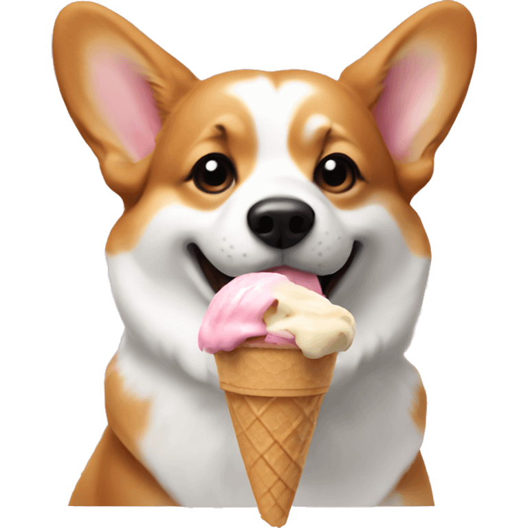 corgi eating ice cream  emoji