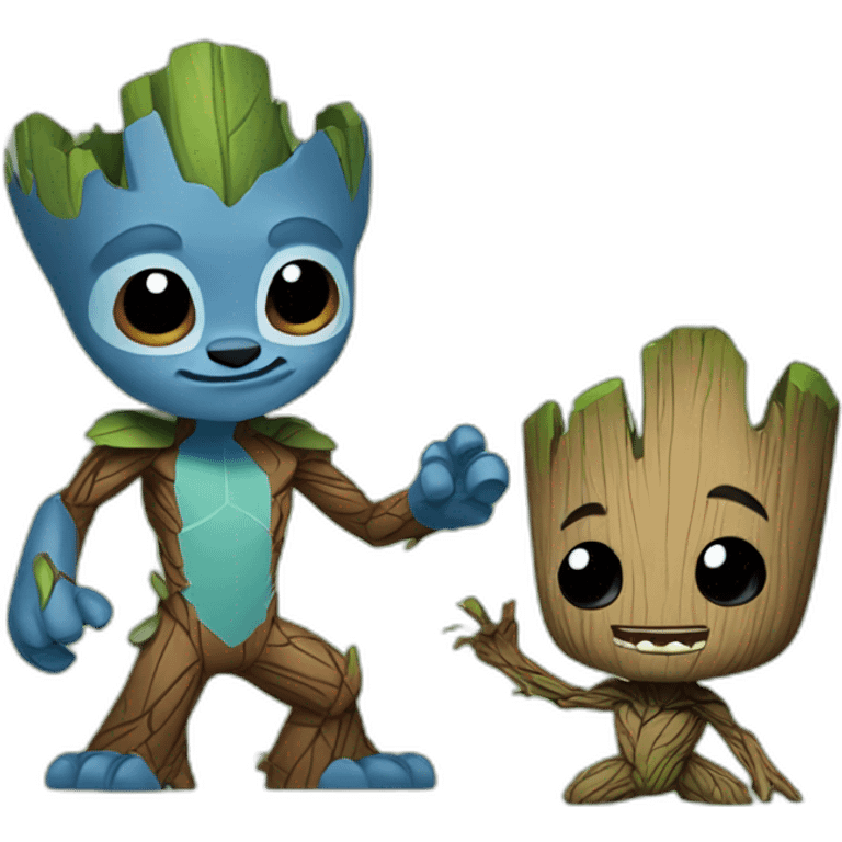 Stitch and groot emoji