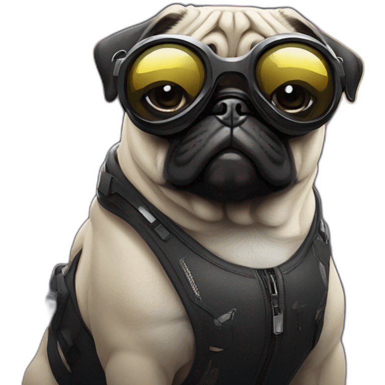 pug with black sunglasses and wearing a cyberpunk suit emoji