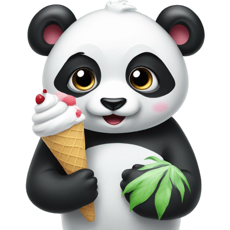 Panda eating ice cream emoji