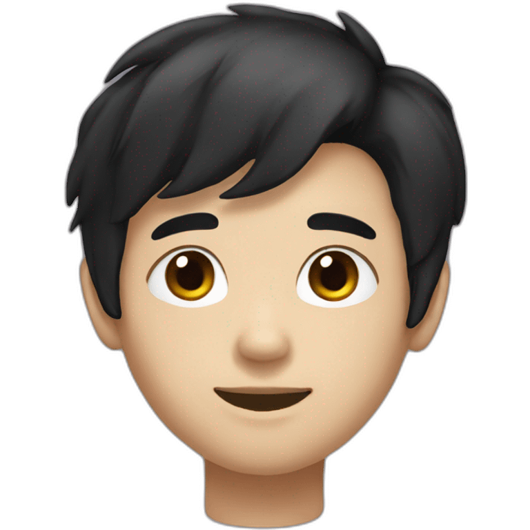 Yong boy with black hair and facial hue emoji