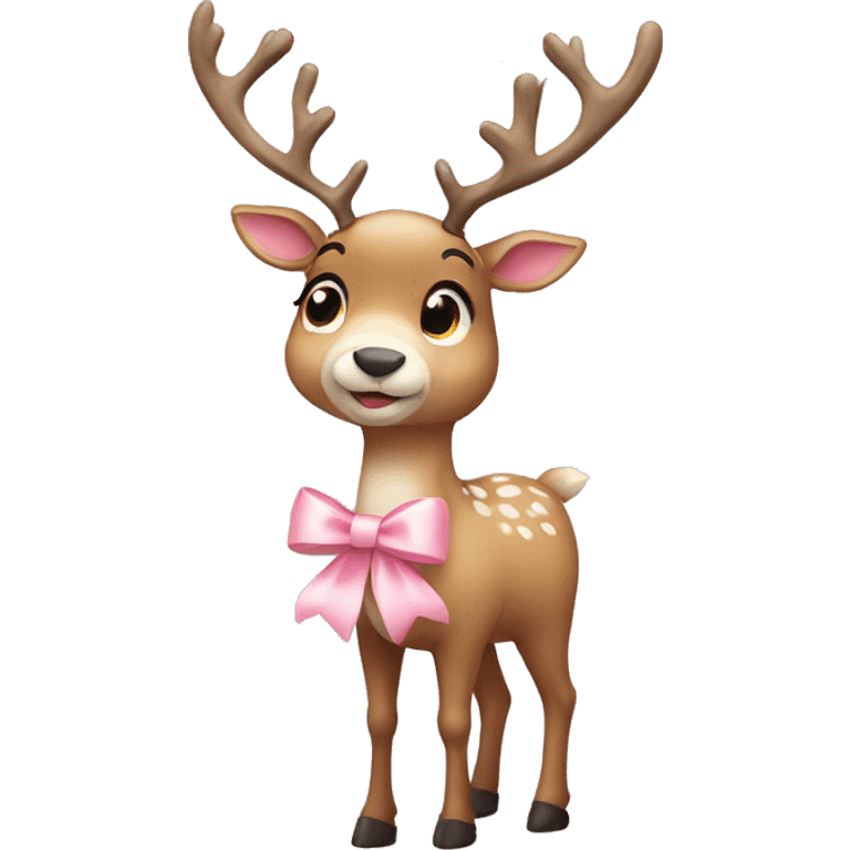 Pretty Reindeer with a light pink bow emoji