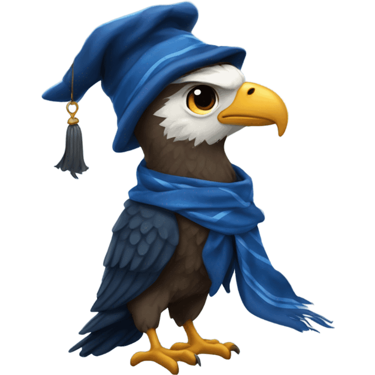 Ravenclaw eagle wearing Ravenclaw scarf and hat Hogwarts emoji