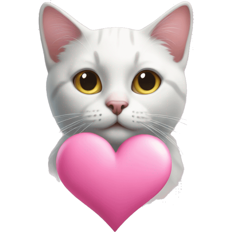 Cat and pink heart  emoji