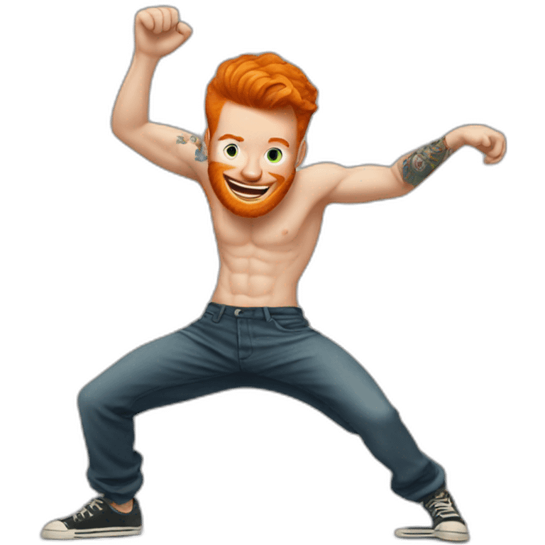 ginger guy with tattoos doing cool dance move emoji