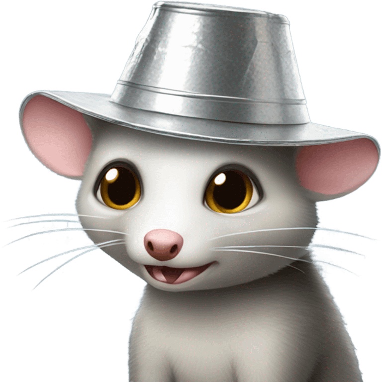 Tin foil hat wearing possum emoji