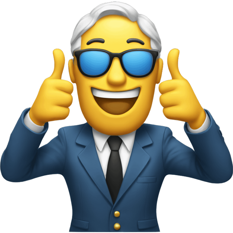 Poker face classic emoji with two thumbs up emoji