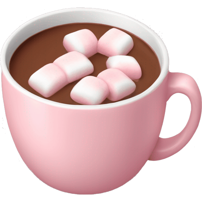 Light Pink mug of hot chocolate with marshmallows  emoji