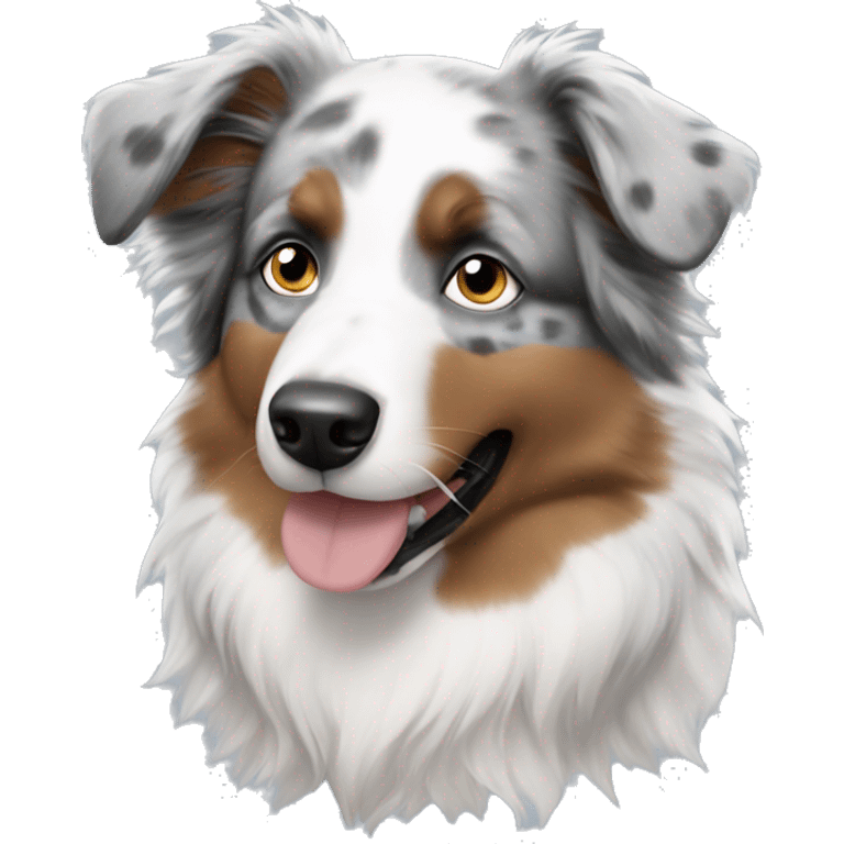 Australian shepherd with blue eyes, white face with black ears emoji