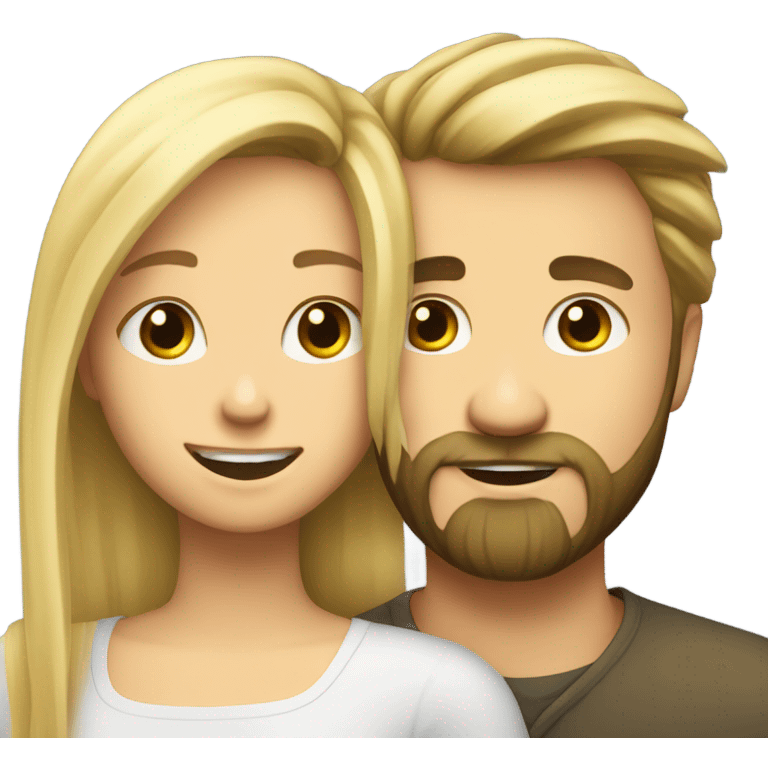 A blonde girl hugs a bearded man emoji