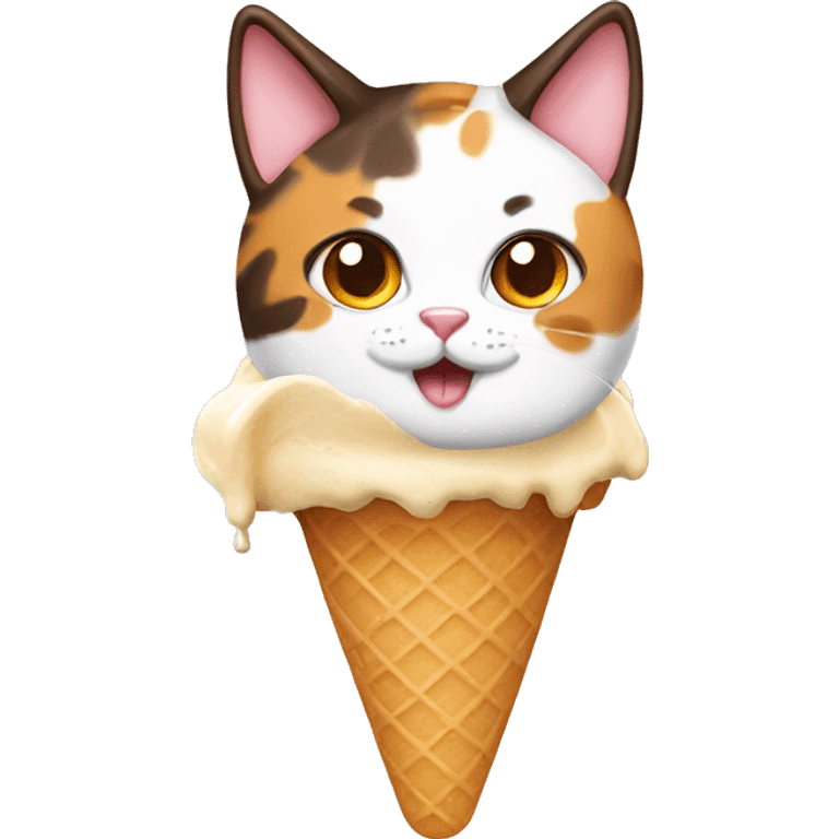 Icecream with calico cat emoji