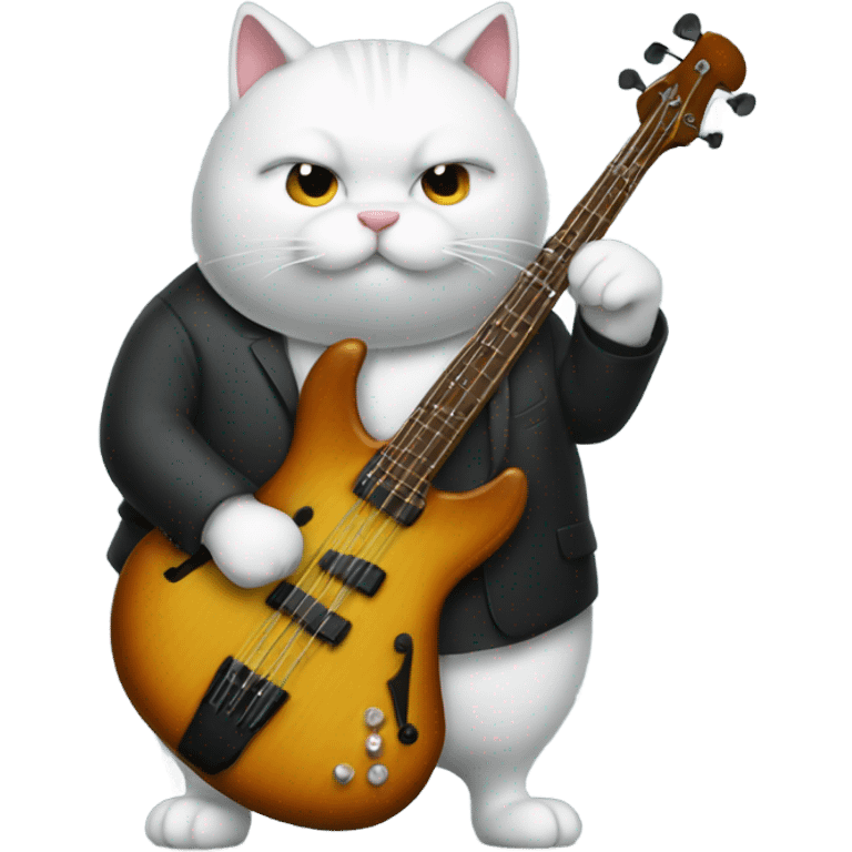 Obese cat playing stand up bass emoji