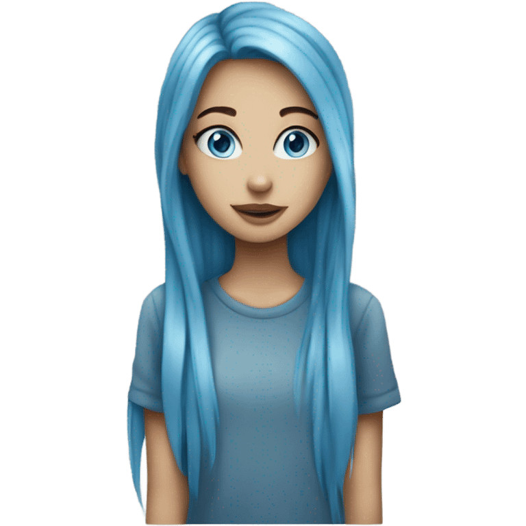 teenage girl with blue eyes and long blue hair and nose ring emoji