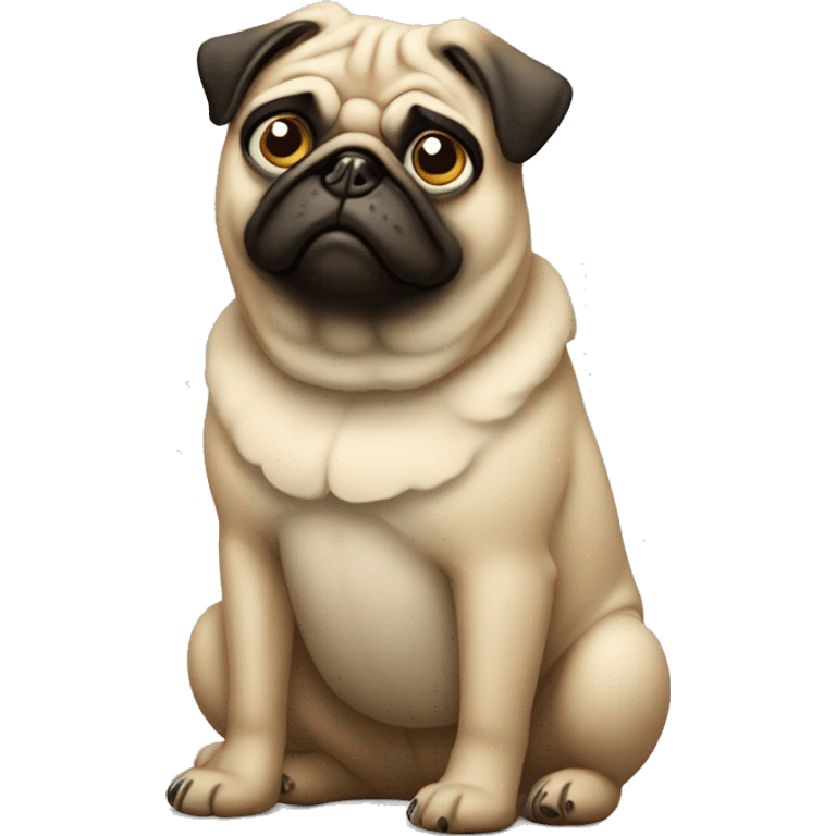 Chunky pug looking confused emoji