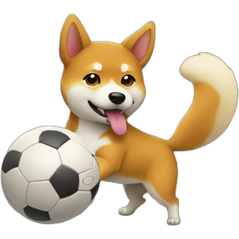 Shiba inu playing football emoji