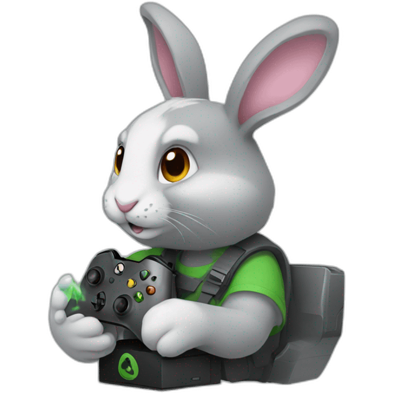 Grey Rabbit with an xbox emoji