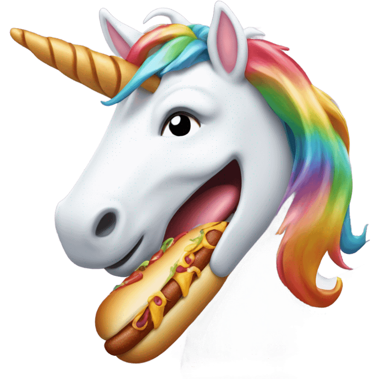 an unicorn eating hotdog emoji