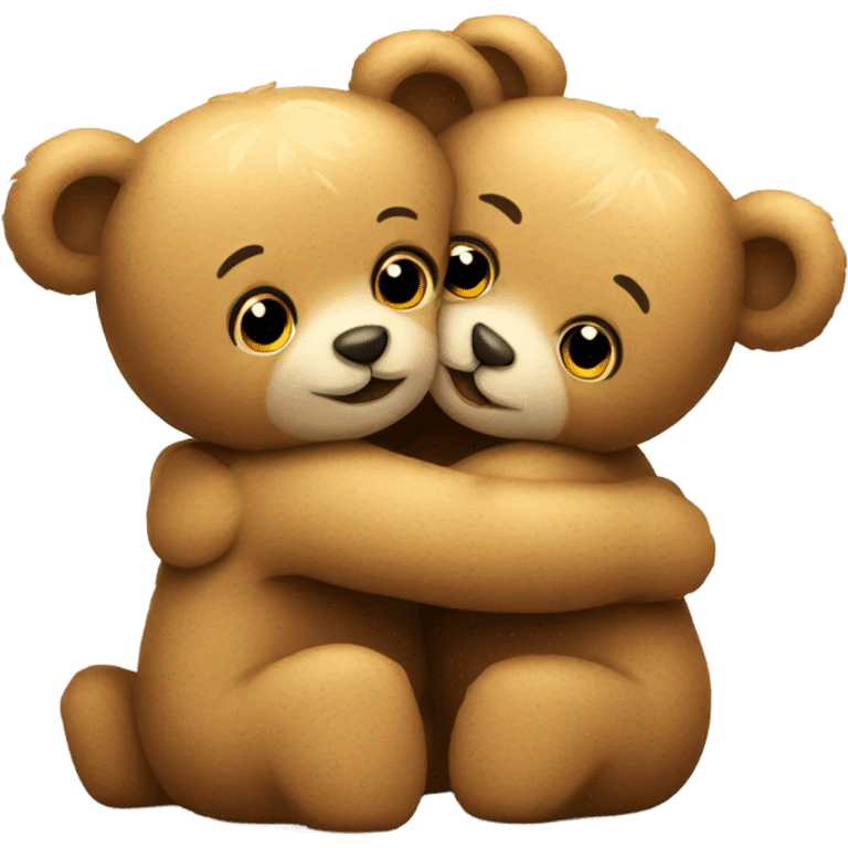 two teddy bears hugging emoji