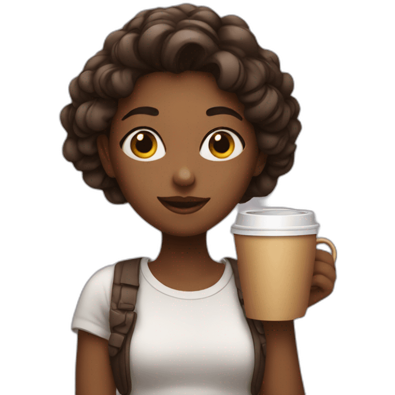 Girl with coffee pose emoji