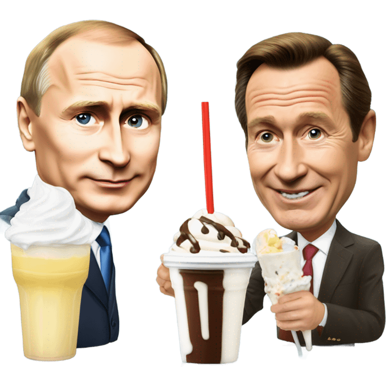 Vladimir Putin and Gerhard Schröder sharing a milkshake sharing straws emoji