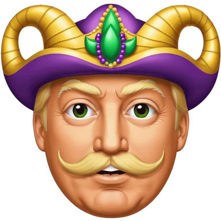 Donald trump at Mardi Gras with a moustache  emoji