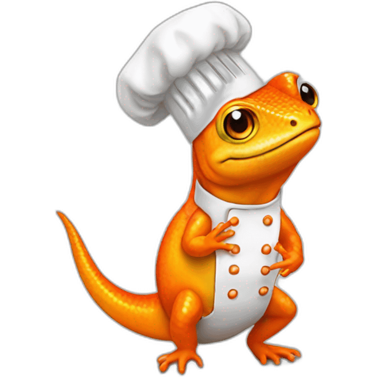 orange lizard with chef hat emoji